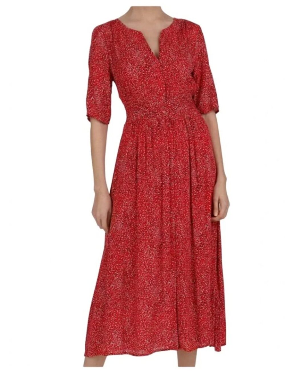 ba&sh Azalea Red Printed Midi Dress – Size Small